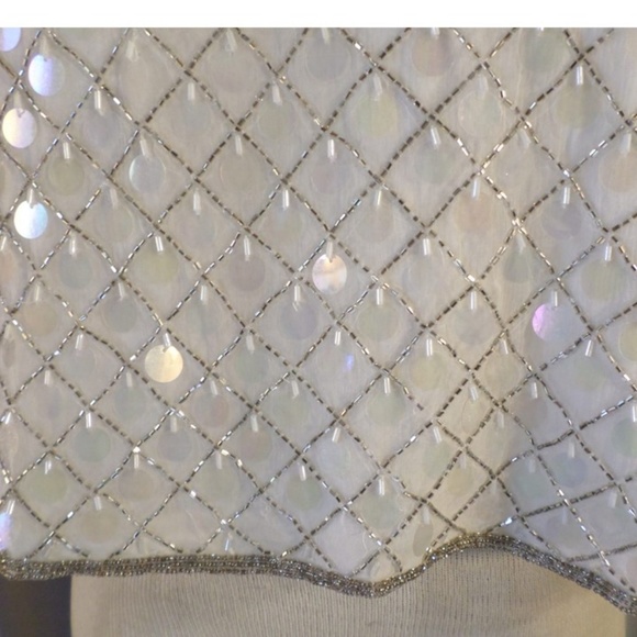 NWT Stenay XL Silk White Bead Sequin Top Sleeveles - Picture 6 of 8